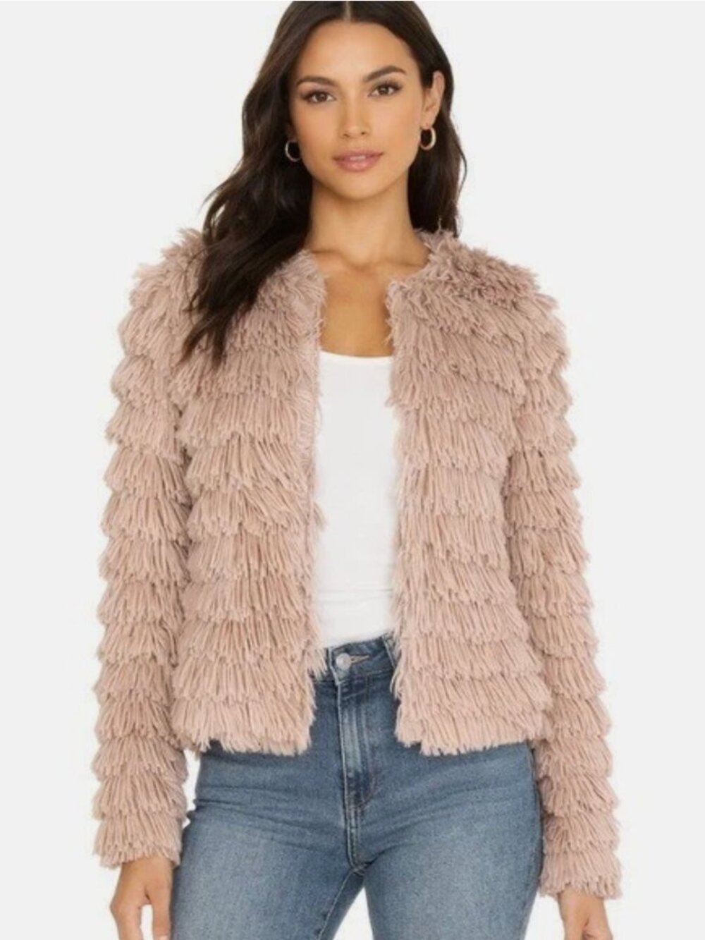 Amoli Faux Fur Fringe Jacket szS